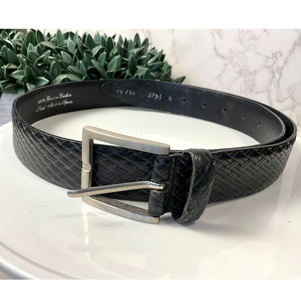 Vintage Bullock & Jones handmade men's leather black belt 36" handmade in Spain